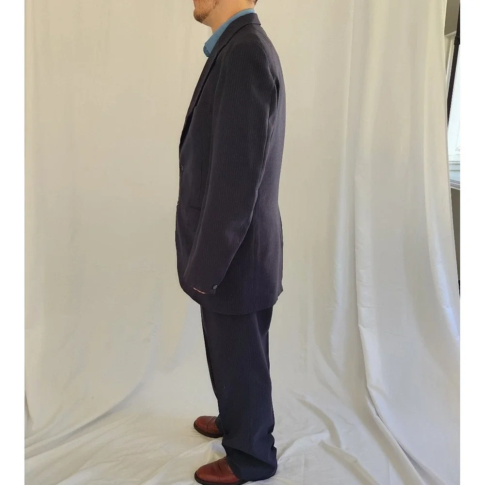Vintage‎ Blue 3 Piece Pinstripe Suit